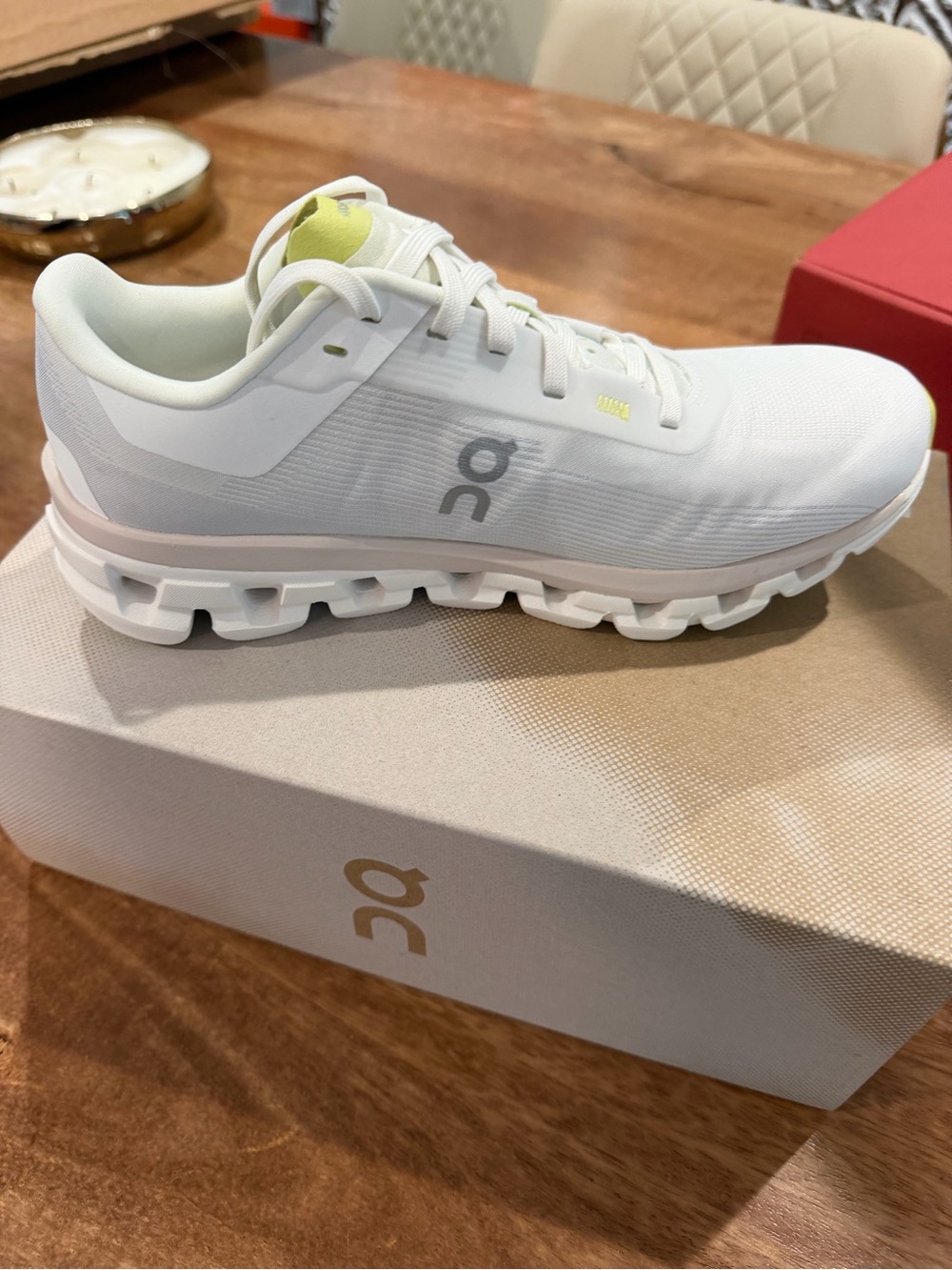 On Running women White Sneakers with Lime Accent - Picture 2 of 3